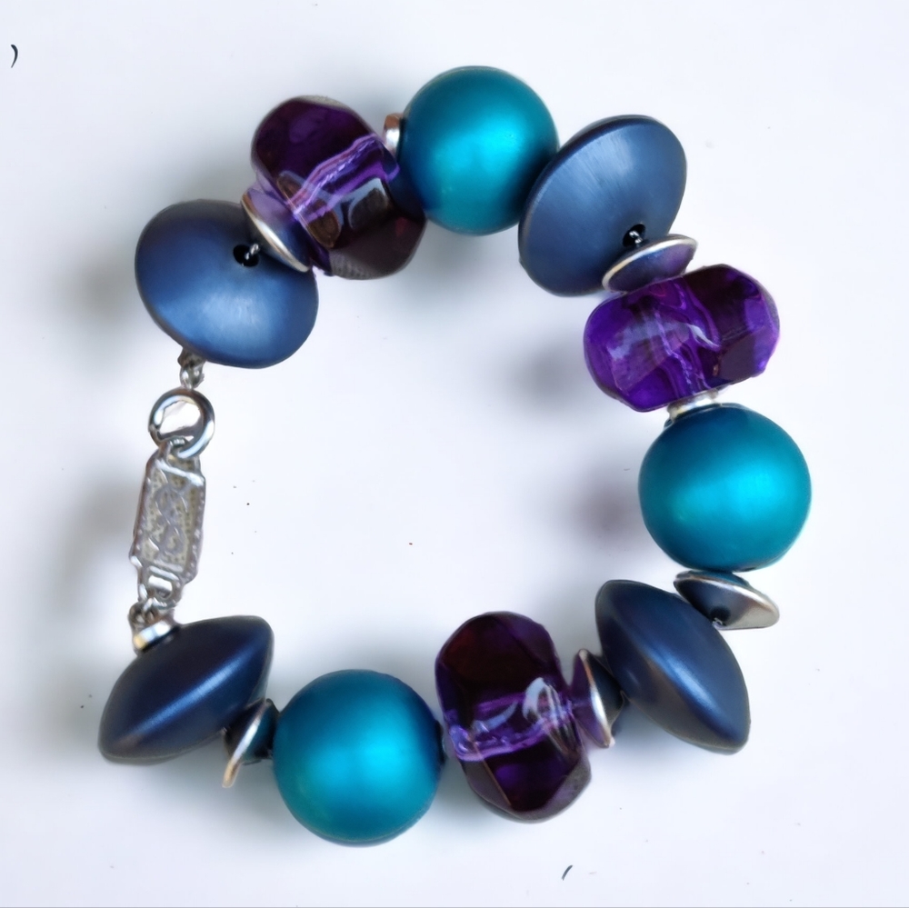 Vintage YSL Blue and purple repurposed necklace